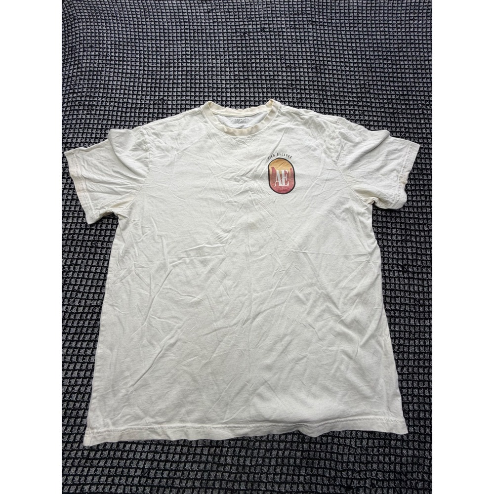 American Eagle T-Shirt Mens Large Cream Good Sunset Eagle Graphic Tee Z411